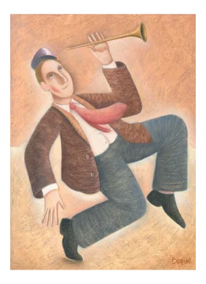 Una piccola perdita di equilibrio - Original Oil on Wooden Panel by C. Benghi - 2000s