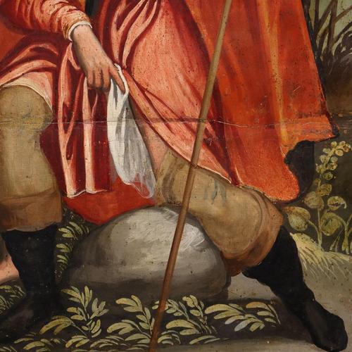 Christ Crucified with Saints, Oil on Hardboard, 1500s For Sale - Image 7 of 12