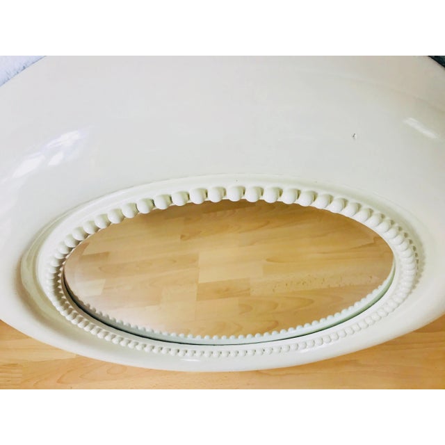 Beige Large American Round Beige Wall Mirror, 1970s For Sale - Image 8 of 10