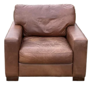 Softline Distressed Leather Maxi Lounge Chair - Made in Italy