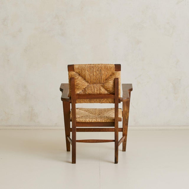French Wood + Rush Armchair, 1940s For Sale - Image 14 of 18