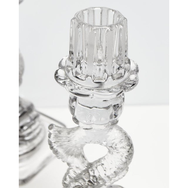 Cambridge Dolphin Fish Clear Glass Candlesticks For Sale - Image 17 of 18