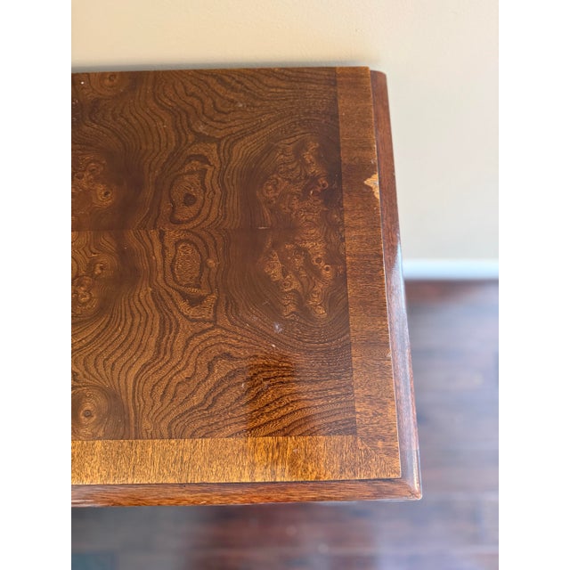 1980s Vintage Hickory Chair Co. Chippendale Burl Mahogany Console Table - James River Collection For Sale - Image 5 of 8
