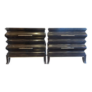 Pair Marge Carson Granite Top Black Nightstands For Sale