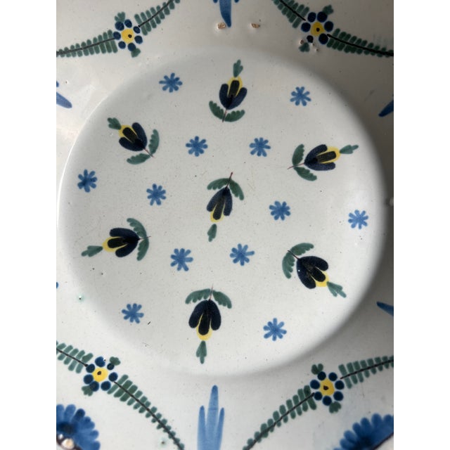 19th century hand painted deep scalloped plate / bowl made in France.