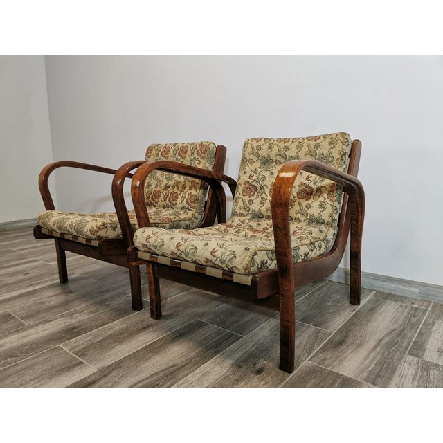 Beige Set of Armchairs by K. Kozelka & A. Kropacek, 1950s For Sale - Image 8 of 18