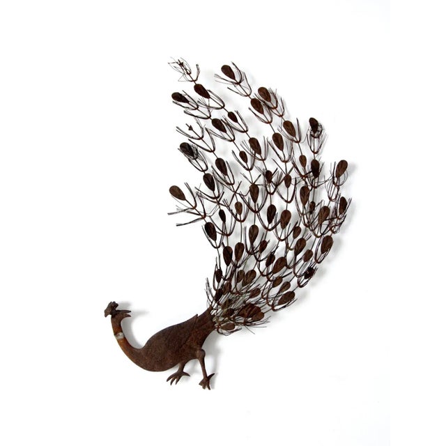 Brown Mid-Century Peacock Wall Decor For Sale - Image 8 of 11