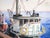 Paper Bonnie Bill - Tugboat at the Dock in Boston - Seascape in Watercolor on Paper by Claire Weist For Sale - Image 7 of 8