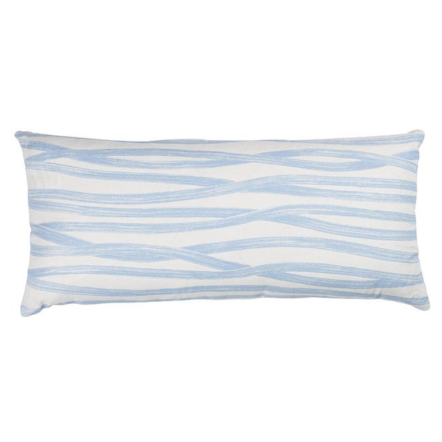 Modern Schumacher Brushstrokes 30'' Lumbar Pillow in Sky For Sale - Image 3 of 3