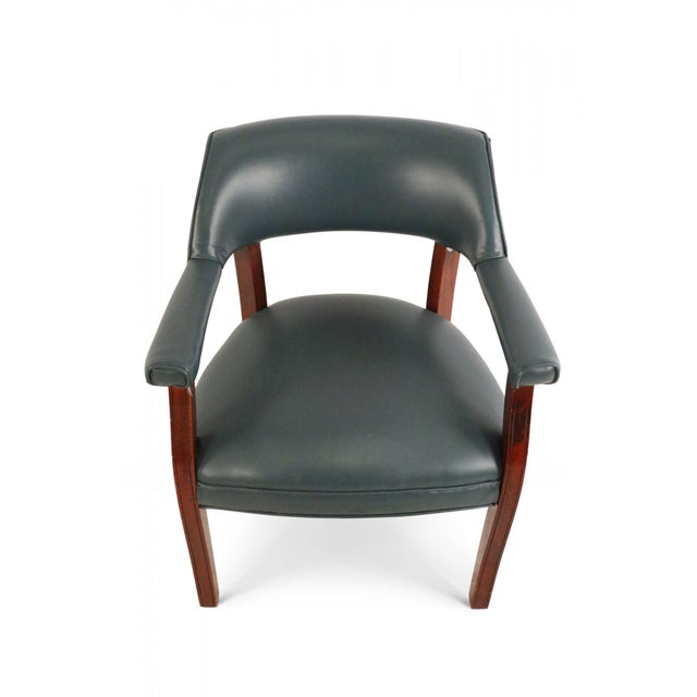 MidCentury Style Blue Faux Leather Armchair A Pair Chairish