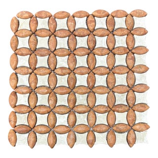 Rosso Verona Marble Honed Chevalier Mosaic With Botticino Marble Dots For Sale