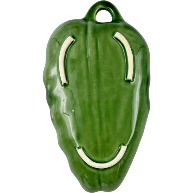 Vintage Green Ceramic Leaf Serving Tray Dish Mid Century Tropical Banana Leaf For Sale In Washington DC - Image 6 of 11