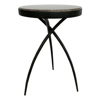 Global Views Modern Small Gray Marble Tripod Accent Table For Sale
