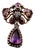 Gold and Silver Brooch with Diamond and Amethyst Chips For Sale