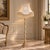 French Ornate French-Style Floor Lamp – Gilded Gold Leaf Stand With Embroidered Ivory Shade & Fringe Trim For Sale - Image 3 of 3