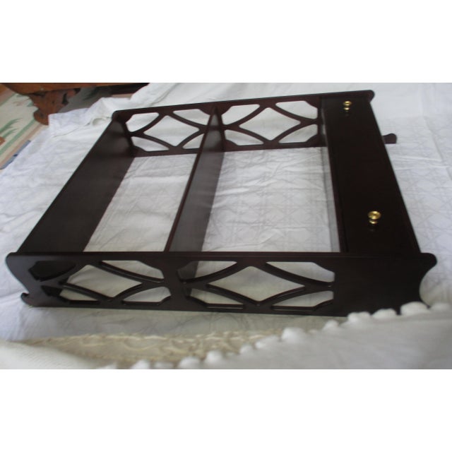 This is an Elegant! Vintage Bombay Company Mahogany Regency Wall Shelf with Drawer that has a Beautiful Lattice Design on...