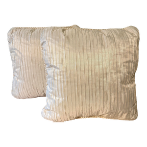 Vintage Croscill Pintuck Pleated Taffeta Pillows in Ivory White, a Pair