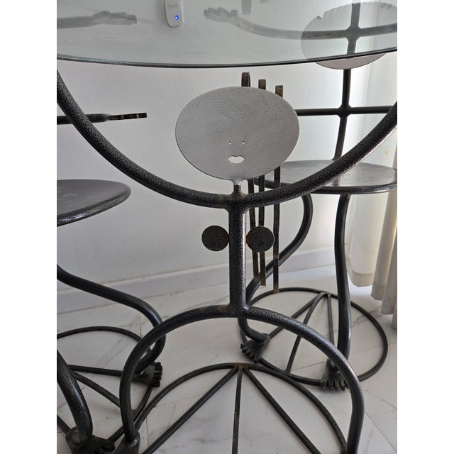 Postmodern He/She Sculptural Postmodern Metal Bistro Set – Attributed to Rockledge Studios (Unsigned) For Sale - Image 3 of 14
