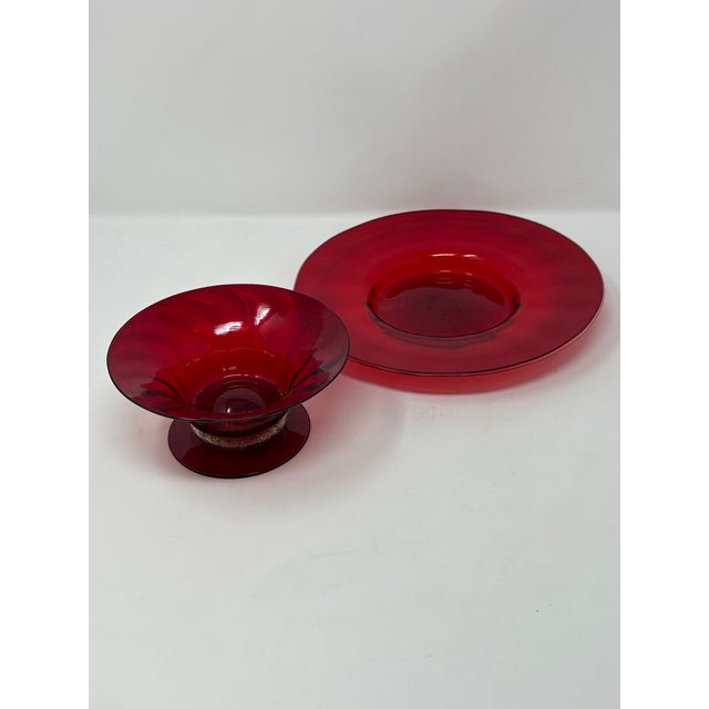 1970s Murano Glass Ruby Red Desserts and Saucers - 10 pcs For Sale In Naples, FL - Image 6 of 6