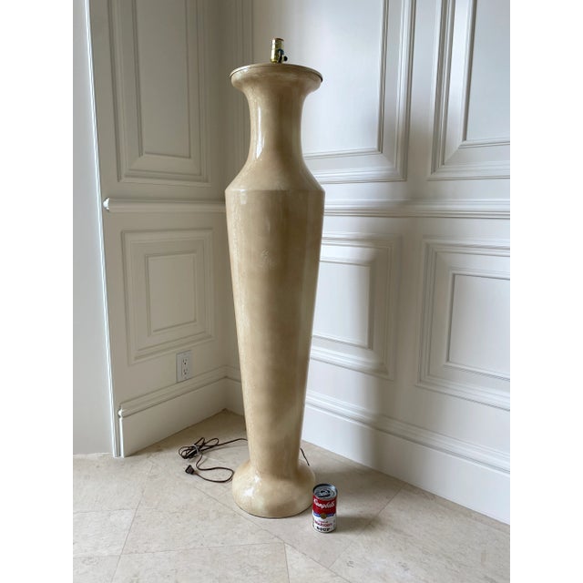 Vintage 1980’s Faux Goatskin / Parchment Floor Lamp For Sale - Image 10 of 11