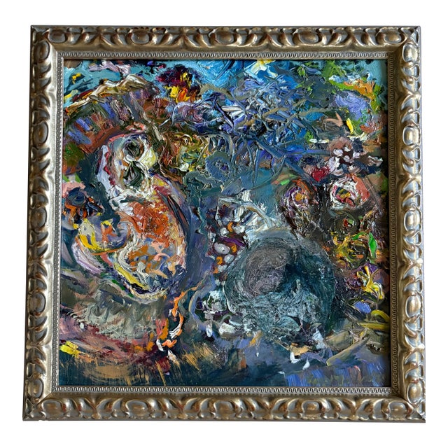 Abstract Oil Painting, Framed Art, by Van Ness For Sale