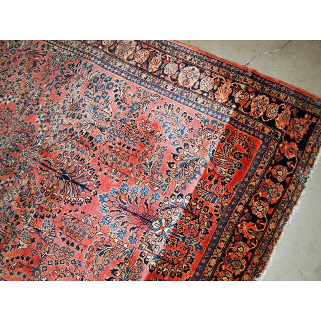 Textile 1920s, Handmade Antique Persian Sarouk Rug 4' X 6.8' For Sale - Image 7 of 11