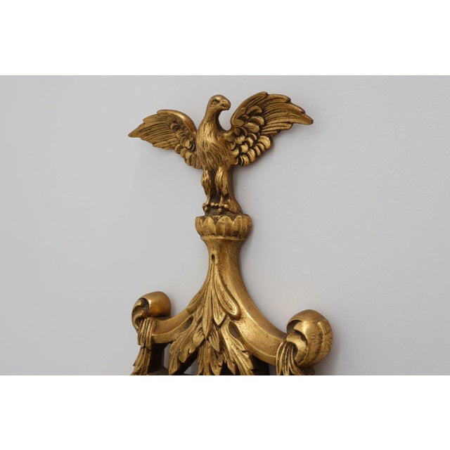 Gold Vintage Gilded Wooden Mirror with Eagle on Top, 1950s For Sale - Image 8 of 14