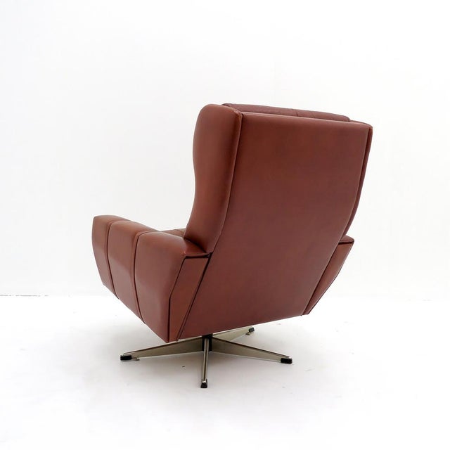 Danish Wingback Leather Lounge Chair, 1970 For Sale In Los Angeles - Image 6 of 10