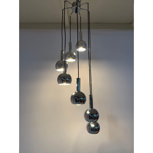 7-Light Chrome Cascade Lamp by Richard Essig, 1970s For Sale - Image 10 of 11