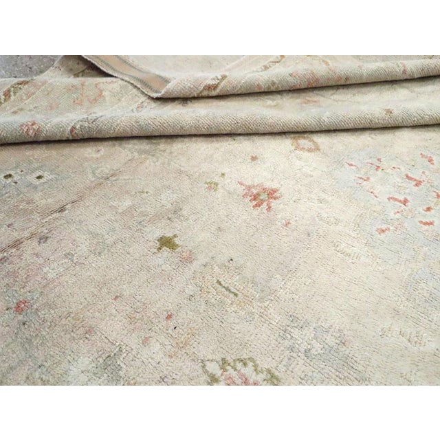 Persian Pastel Antique Oushak Carpet rug no. 10643 For Sale - Image 3 of 4