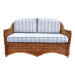 Michael Taylor Braided Wicker Loveseat For Sale