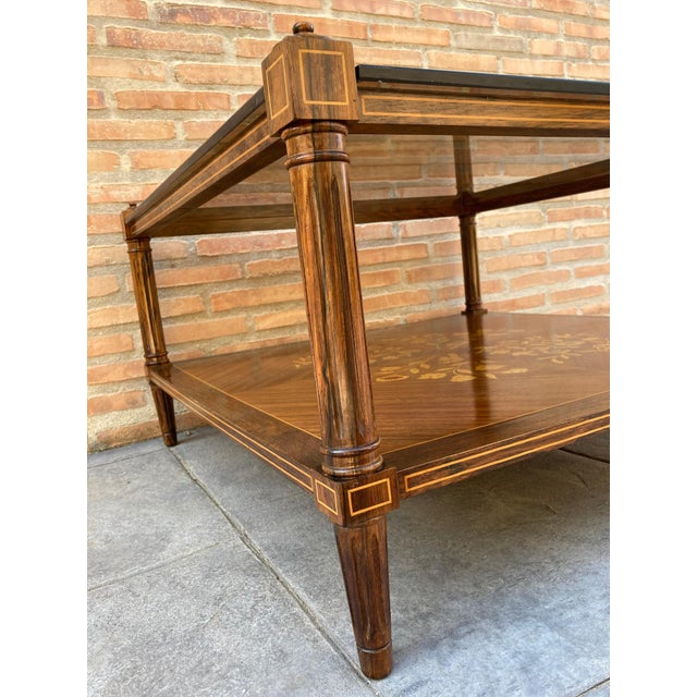 Mid Century Walnut Marquetry and Glass Side Table, Circa 1960 For Sale - Image 13 of 18