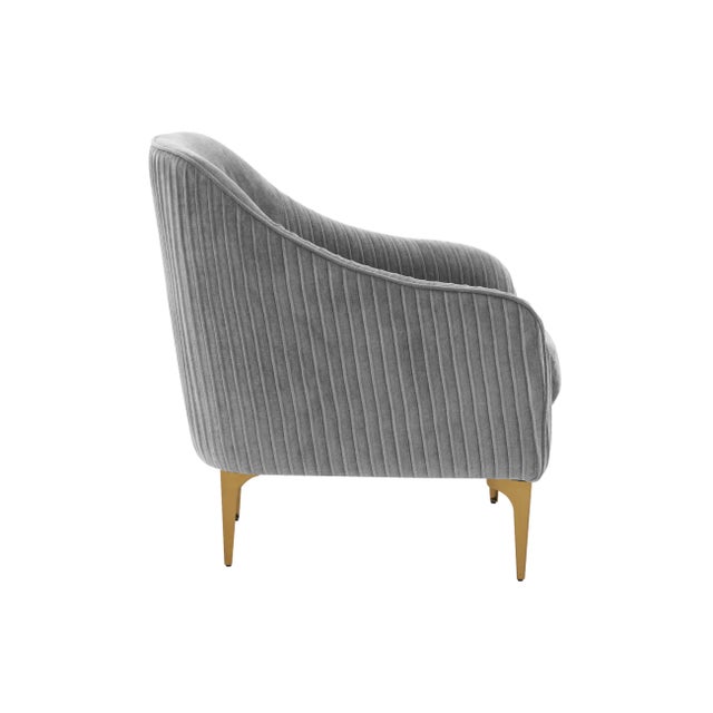 Boho Chic Serena Gray Velvet Accent Chair For Sale - Image 3 of 7