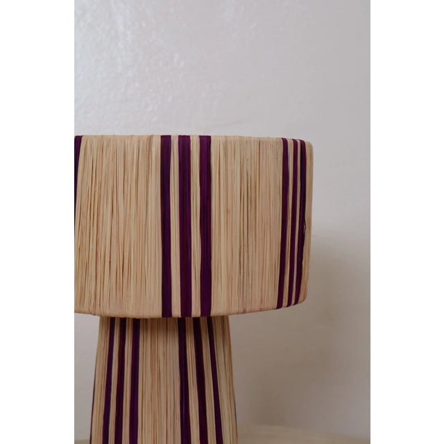 2020s Handmade Purple Striped Raffia Table Lamp - Boho Style For Sale - Image 5 of 7