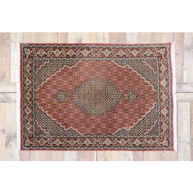 Red Vintage Persian Mahi Tabriz Rug - 03'04 X 04'09 For Sale - Image 8 of 9