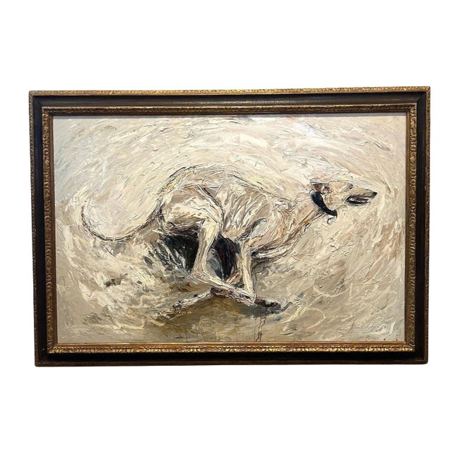 Max LeucharsUntitled Oil on Canvas of Dog in Motion, unknown For Sale