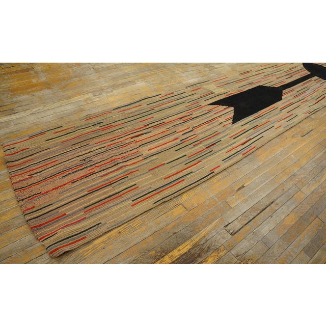1920s Multi Geometric Folk Art Antique American Hooked Rug 2'8" X 20' Woven Wool Carpet Runner For Sale - Image 4 of 9