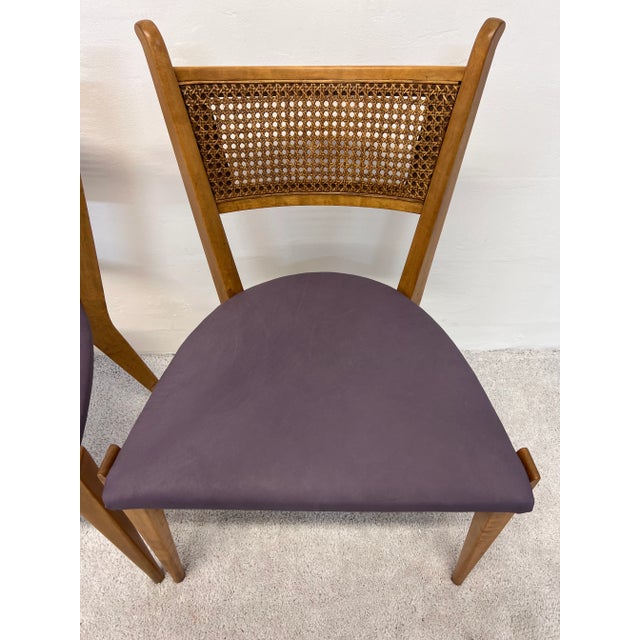 Edmund J Spence Cane Back Leather Dining or Side Chairs For Sale - Image 11 of 13