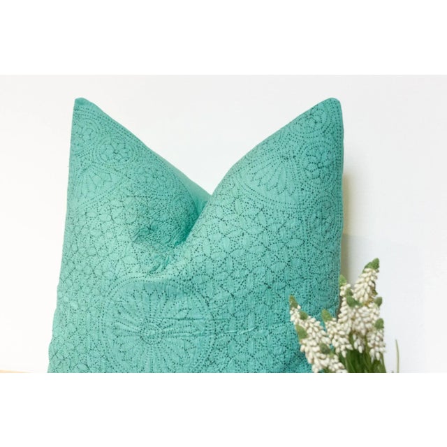 1990s Seafoam Hand-Stitched Pillow Cover For Sale - Image 5 of 8