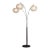 1990s Bloom 3-Light Arc Floor Lamp - Black Nickel, Black Marble Base, White Satin Shade, Dimmer For Sale