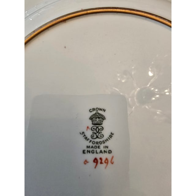 Ceramic Pre Mid Century Vintage Set of 6 Gold Overlay Plates For Sale - Image 7 of 11