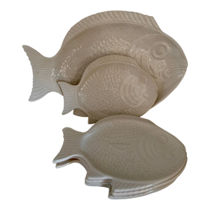 Vintage Secla Portugal Fish Plates & Platter - Set of 6
