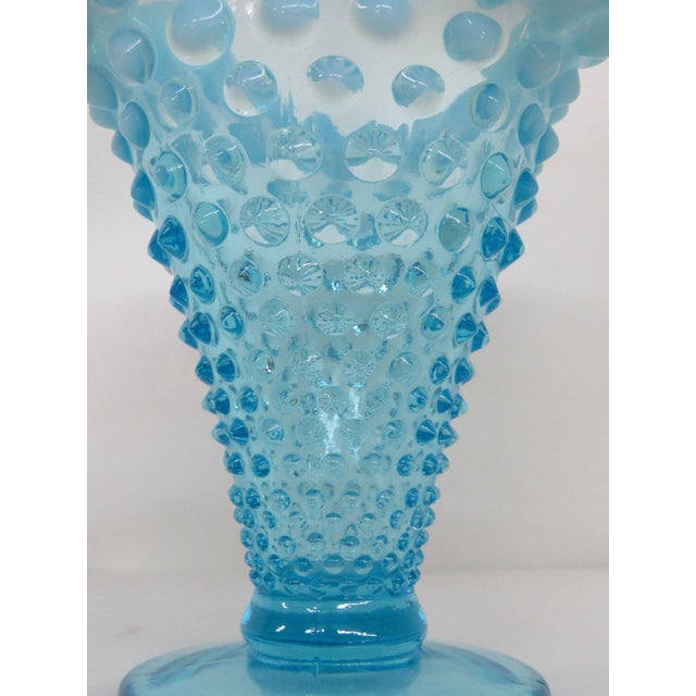 Fenton Hobnail Aqua Blue Opalescent Small Ruffled Vase Chairish