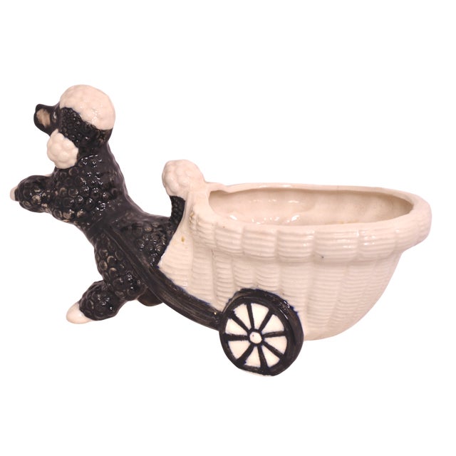 1970s Vintage Ceramic Poodle Cart Cachepot Planter For Sale - Image 5 of 7