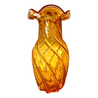 Amber Glass Vase from Legras & Cie, 1890s For Sale
