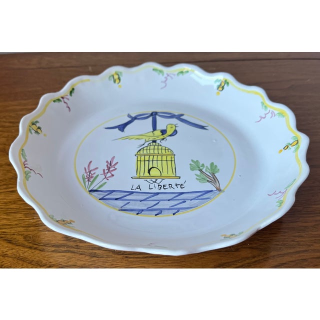 2000 - 2009 Vintage Faience Hand-Painted Plates-Set 2 For Sale - Image 5 of 8