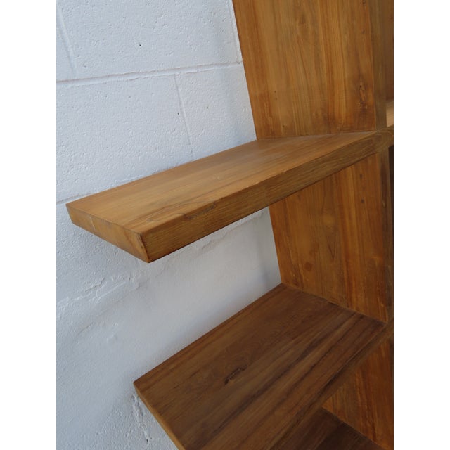 Brown Wood Vintage Open Bookcase Display Shelving Etagere 6457 For Sale - Image 8 of 14