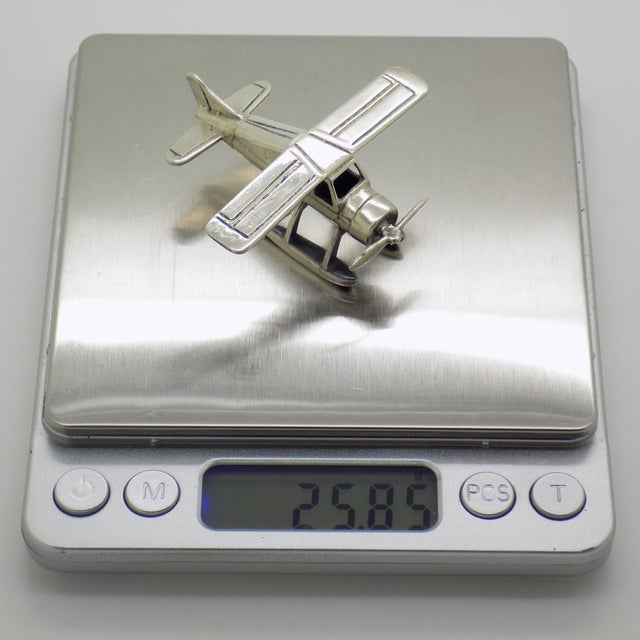 Vintage Italian Handmade Silver Floatplane Seaplane Figurine, Tuscany, Italy, 1980s For Sale - Image 11 of 14