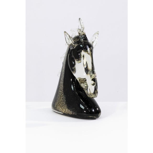 Modern Pair of Murano Glass Horse Head Sculptures For Sale - Image 3 of 8