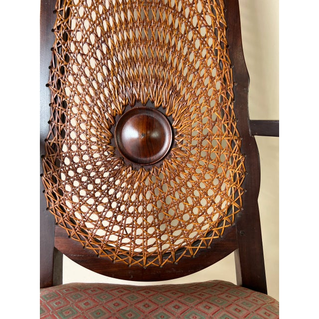 Wood Vintage Cane Back & Claw Ball Feet Arm Accent Chair For Sale - Image 7 of 12